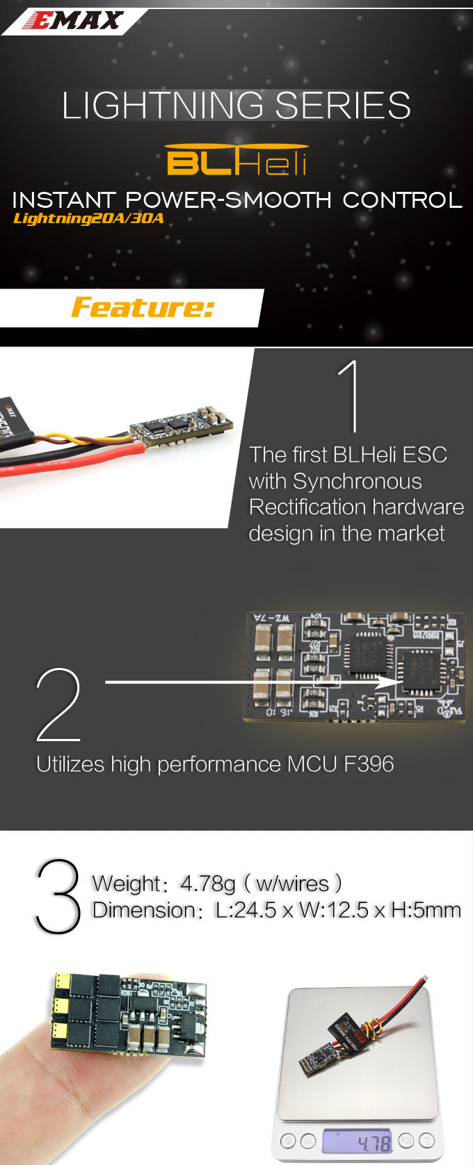 ★Lightning 20A ESC F396 Active braking oneshot125 2-4S source content 1